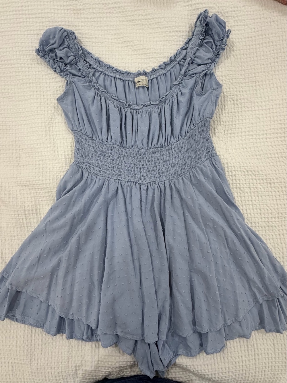 Urban Outfitters - Light Blue Smocked Waist Ruffle Dress
